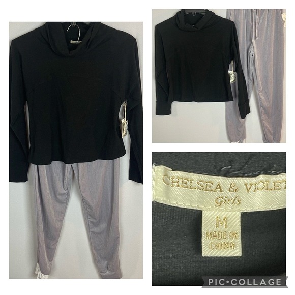 Chelsea & Violet Girls Set Top & Velvet Joggers Size M NWT